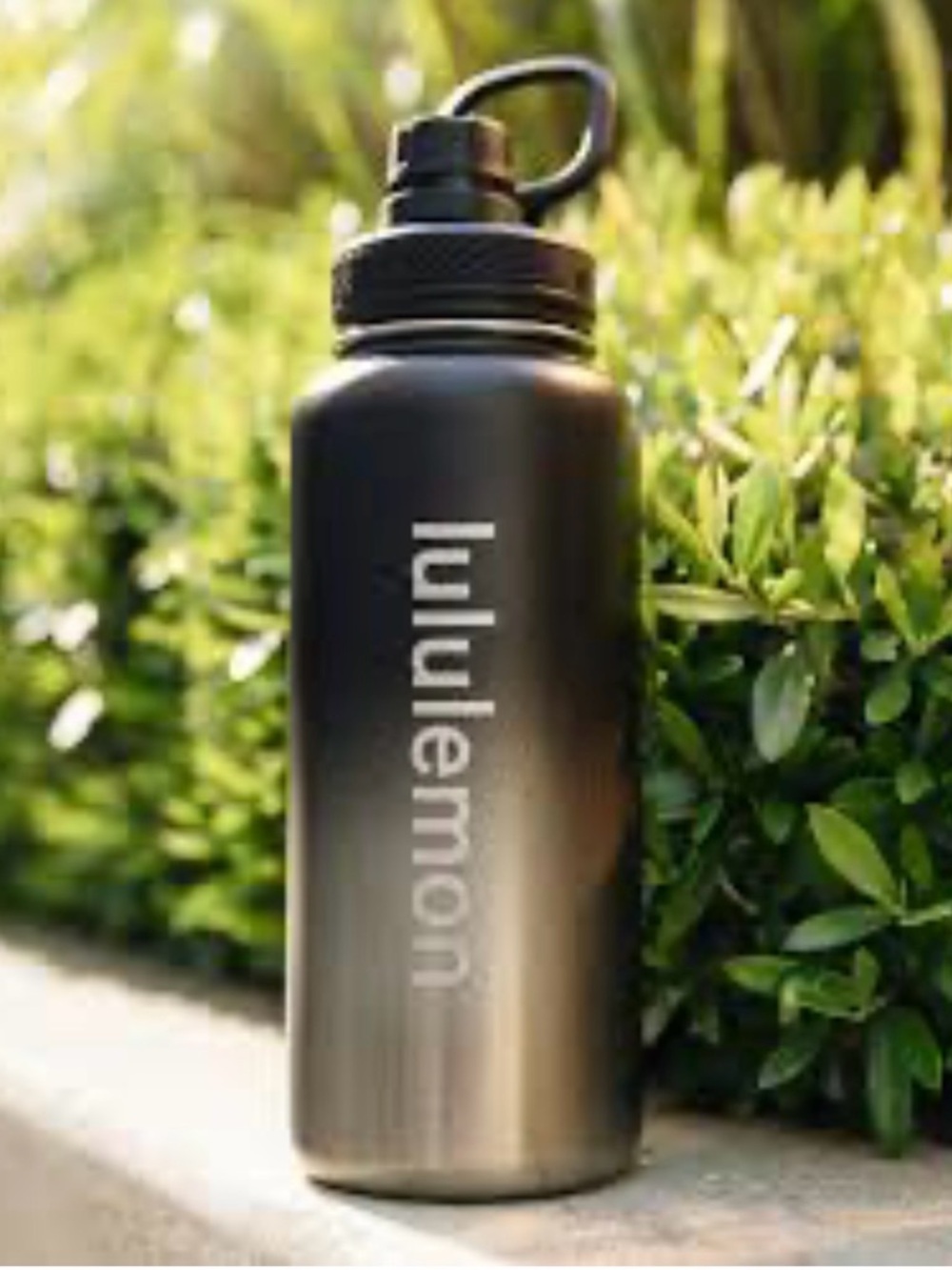 Lululemon NWT Back To Life Sports Water Bottle Ombre Black Metallic Stainless